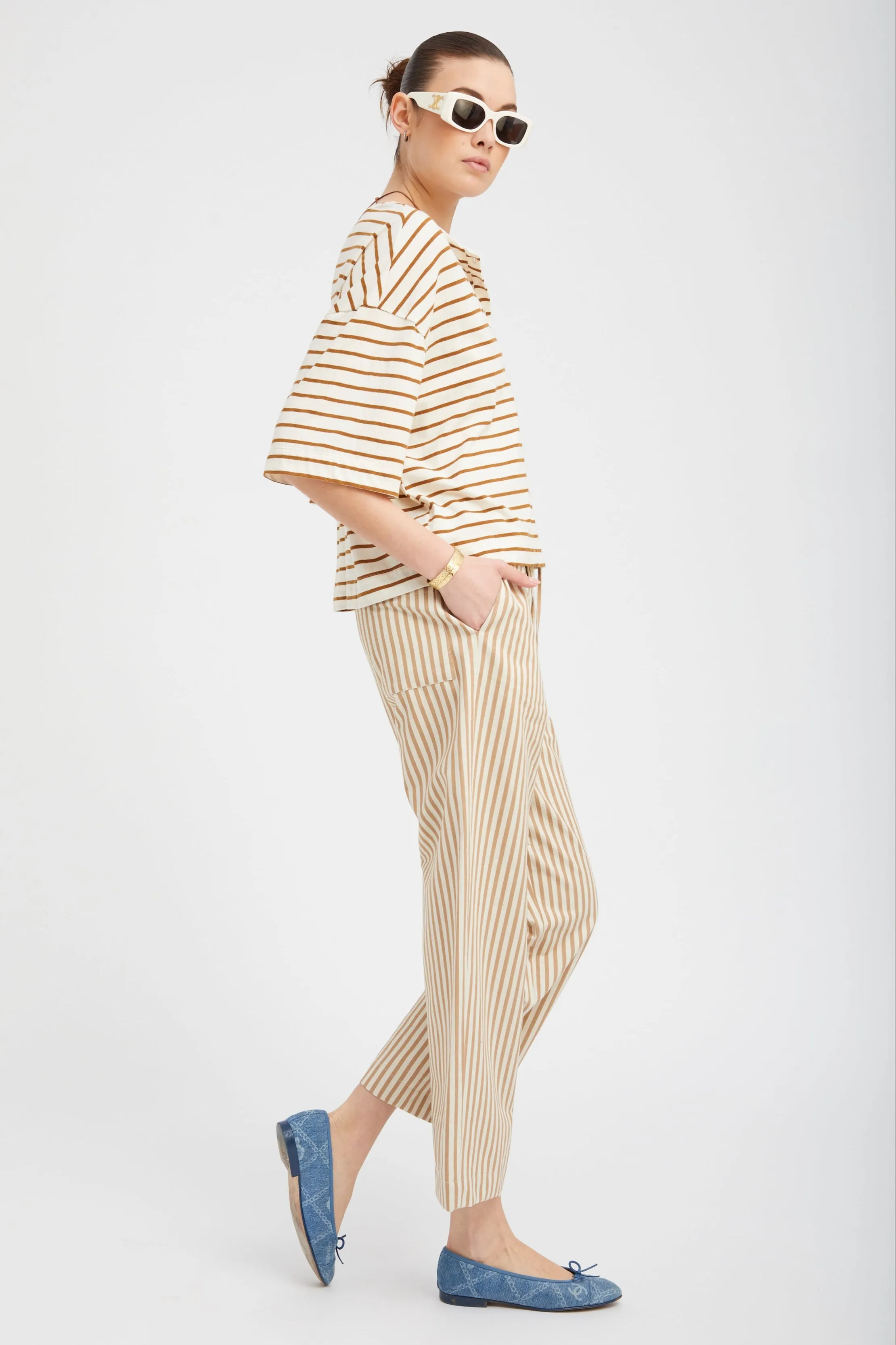 Camel Stripe Linen Amalfi Pants PR sold by SPRWMN product image thumbnail 3
