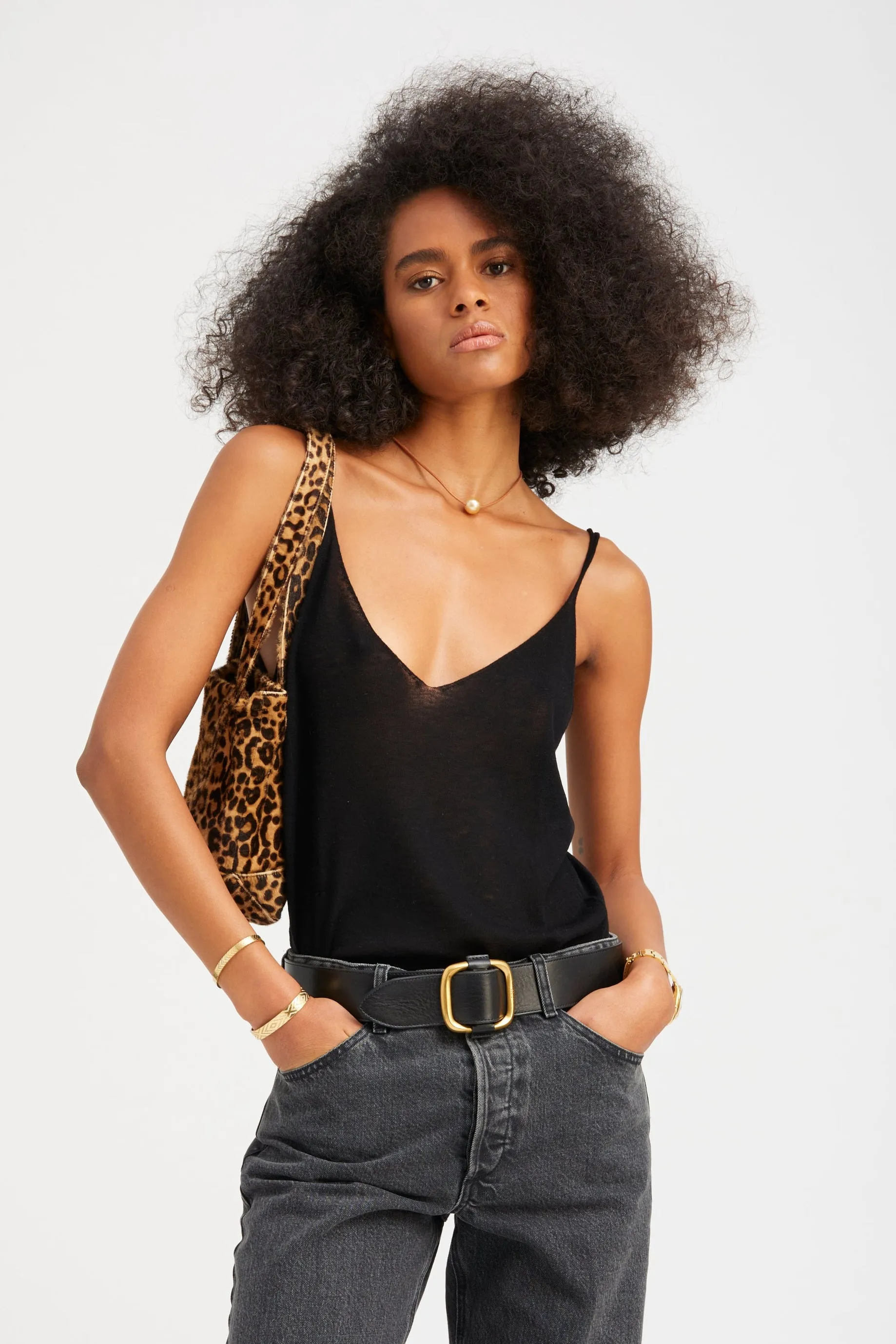 Black Tissue Cashmere Tank sold by SPRWMN product image thumbnail 3