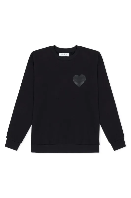 Glossy Black Heart Sweatshirt sold by SPRWMN