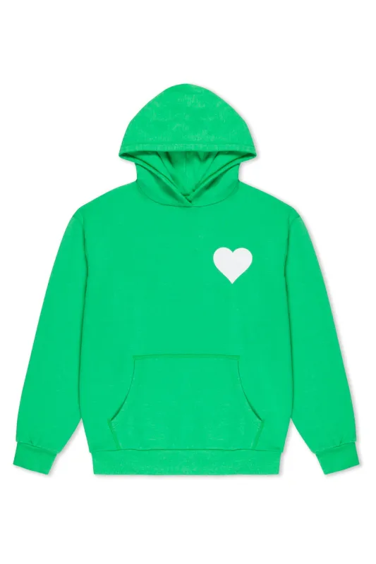 Bright Green Heart Hoodie sold by SPRWMN