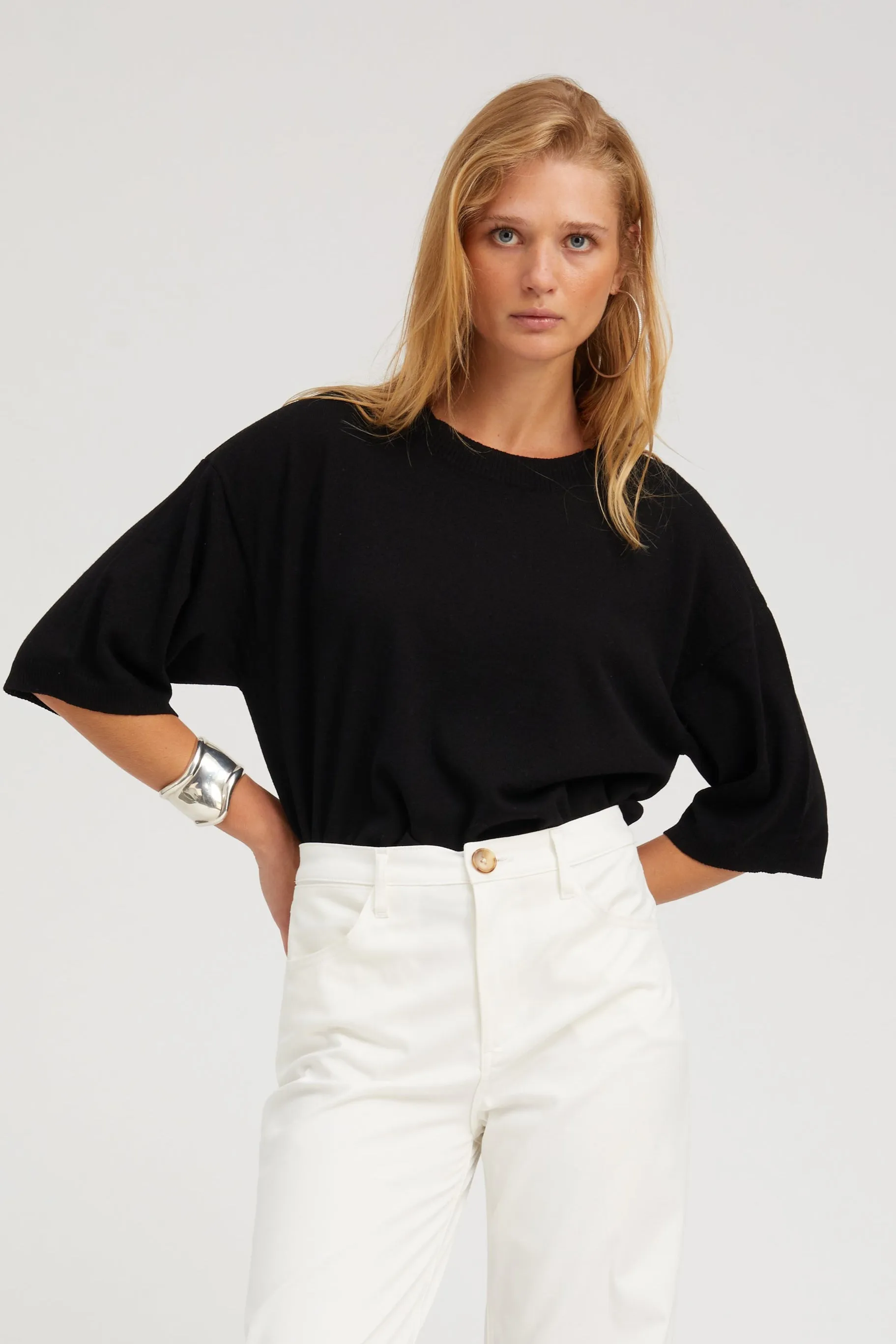 Black Cashmere Boxy Tee PR sold by SPRWMN