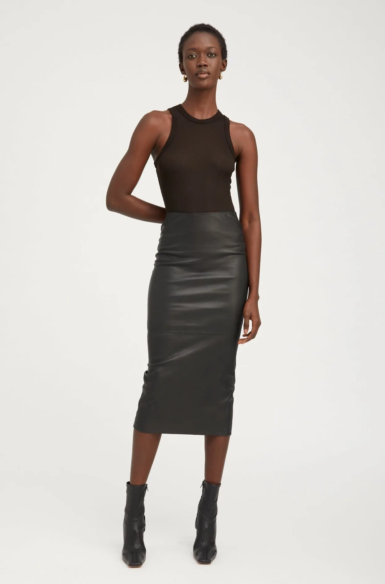 Black Leather Tube Skirt PR sold by SPRWMN product image thumbnail 3