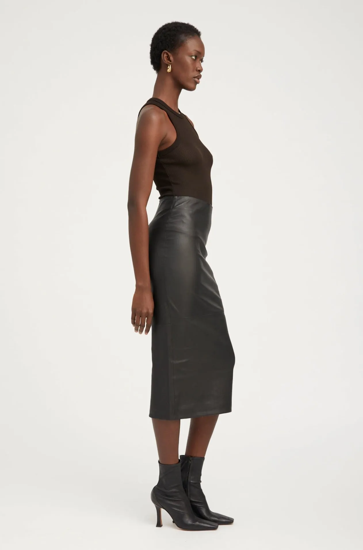 Black Leather Tube Skirt PR sold by SPRWMN product image thumbnail 4