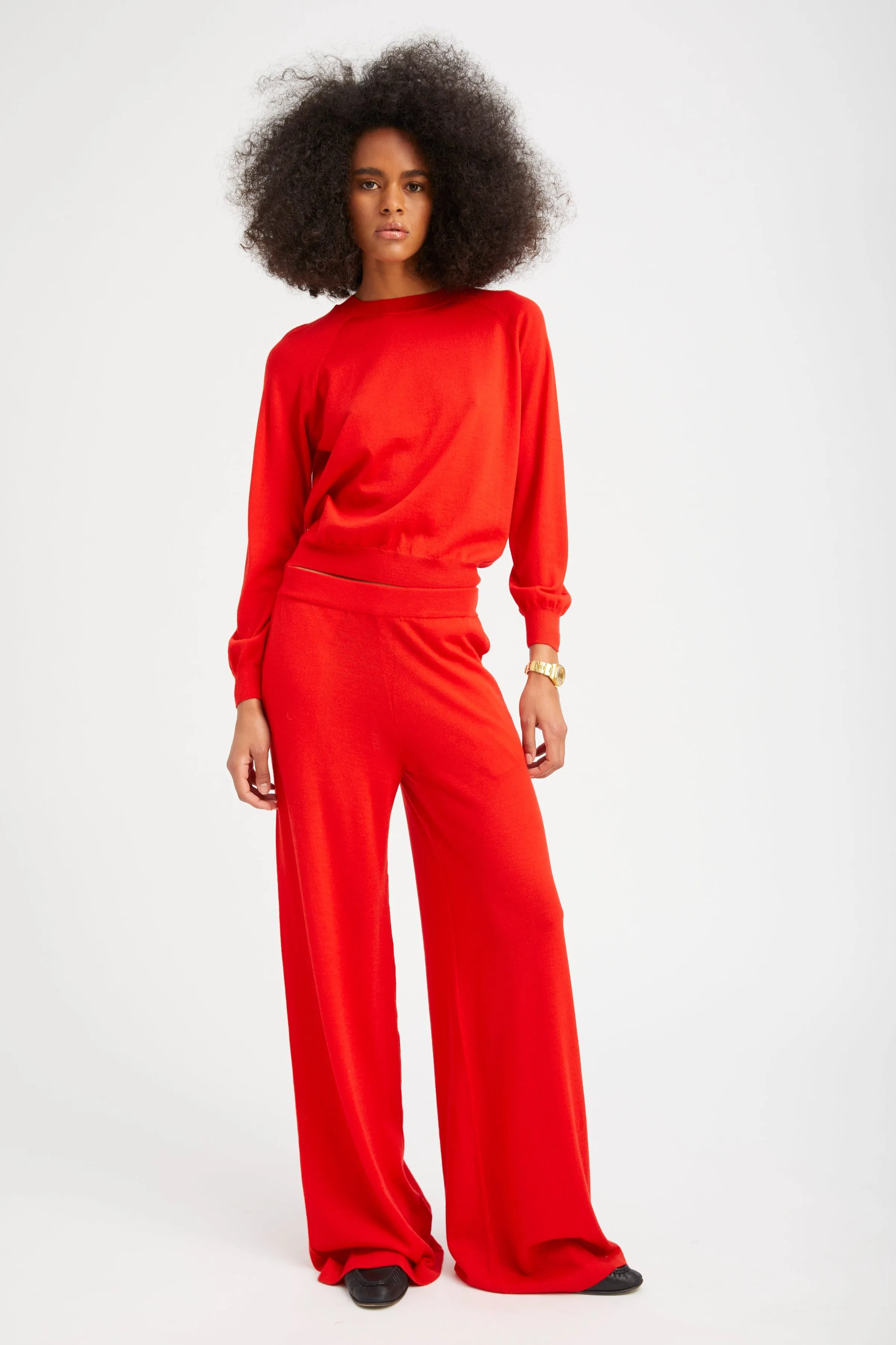 Red Cashmere Wide Leg Pants sold by SPRWMN