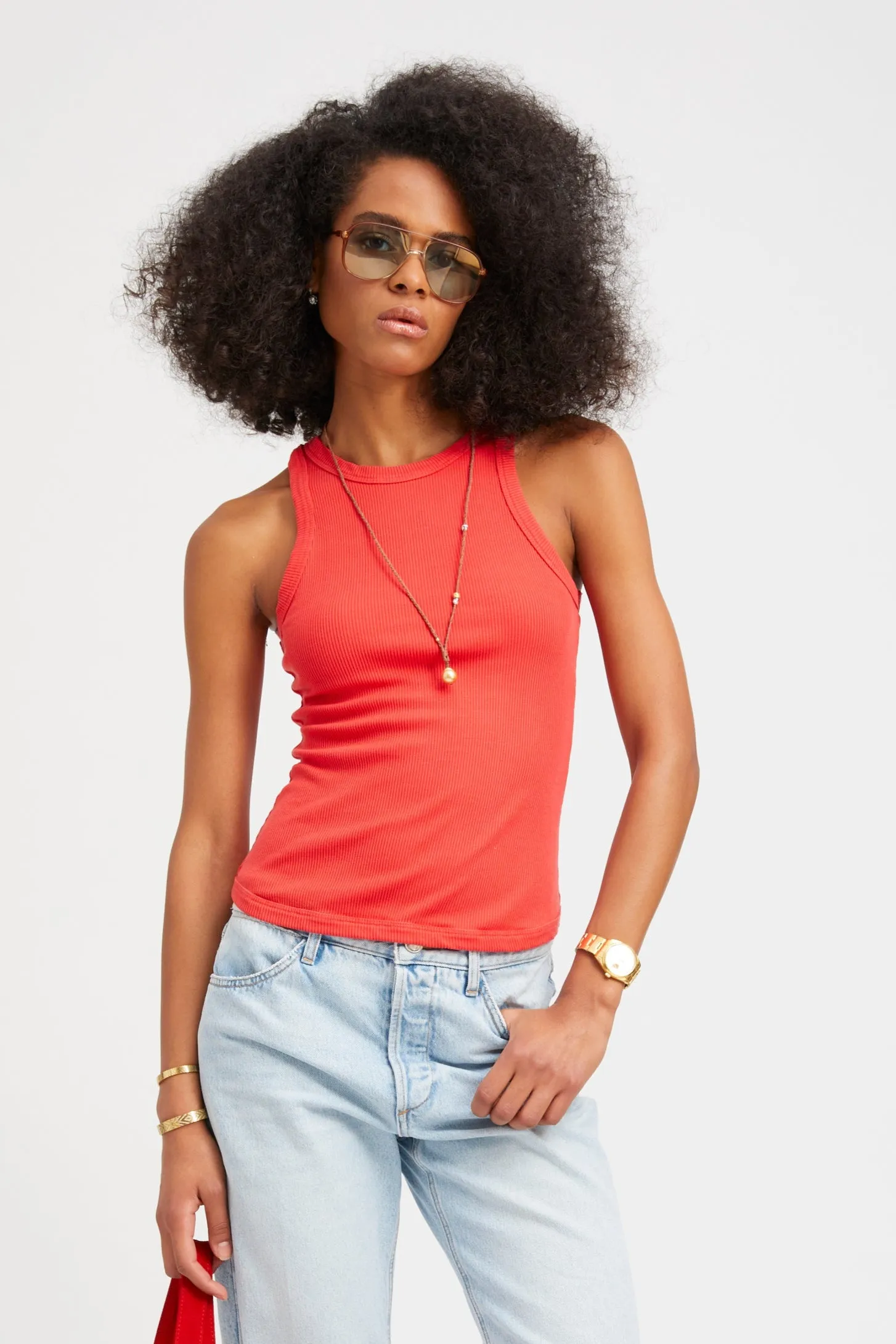 Red Rib Racer Tank sold by SPRWMN