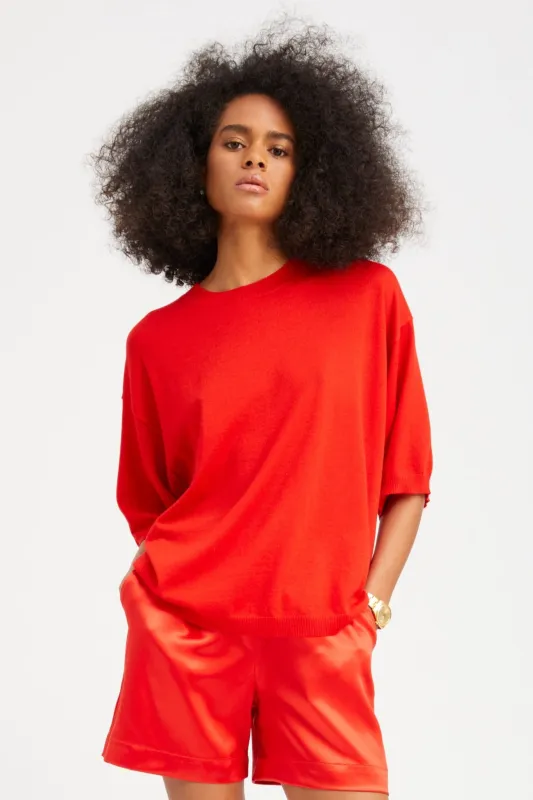 Red Cashmere Boxy Tee sold by SPRWMN