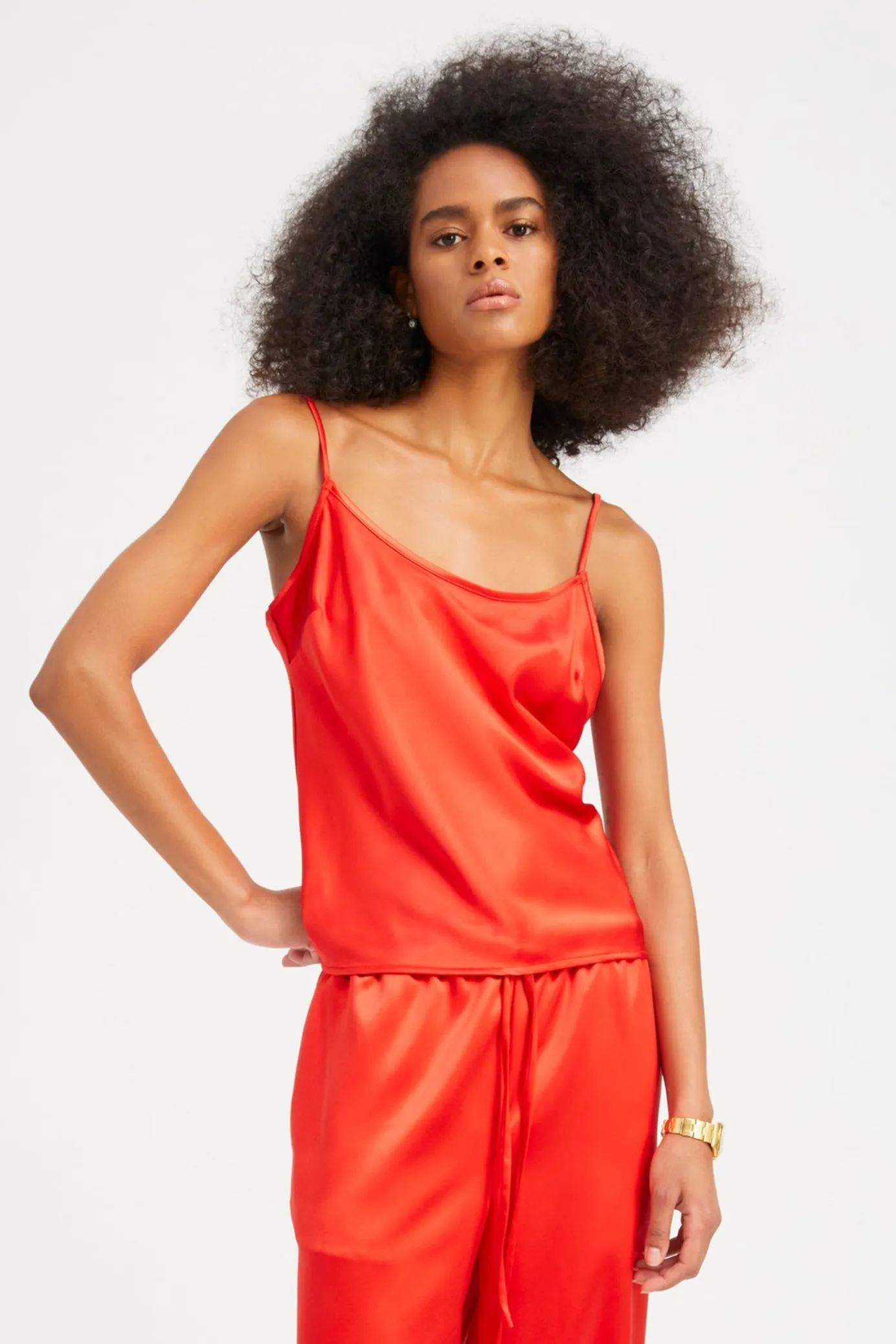 Red Silk Spaghetti Strap Cami sold by SPRWMN