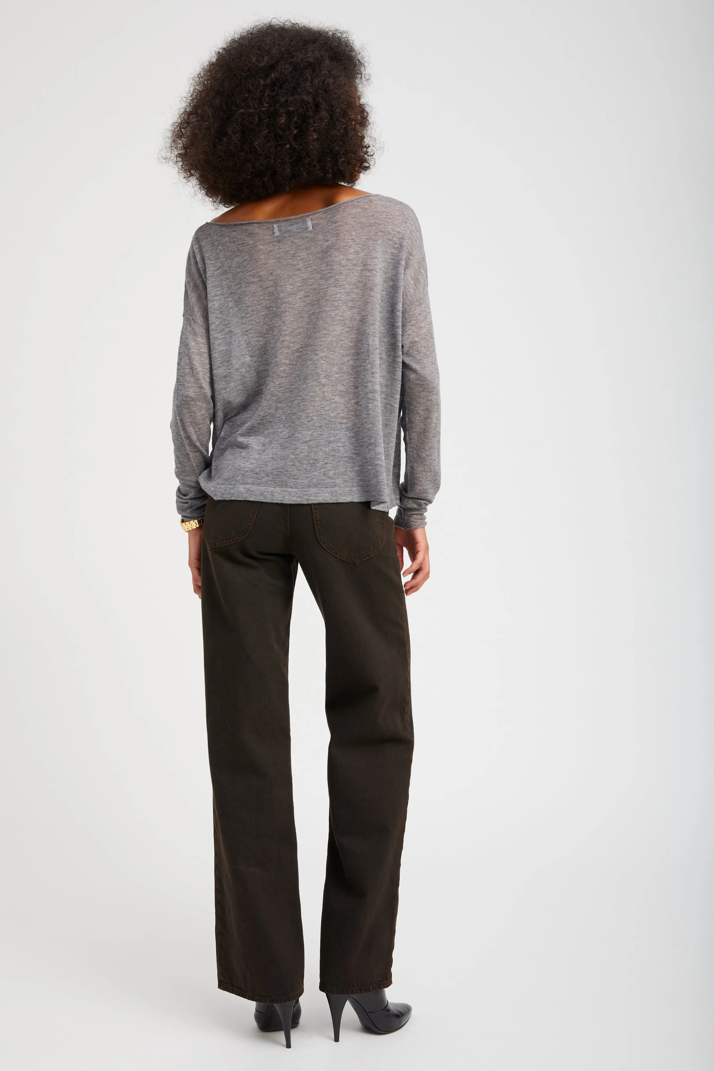 Grey Tissue Cashmere Off-Shoulder Top sold by SPRWMN product image thumbnail 4