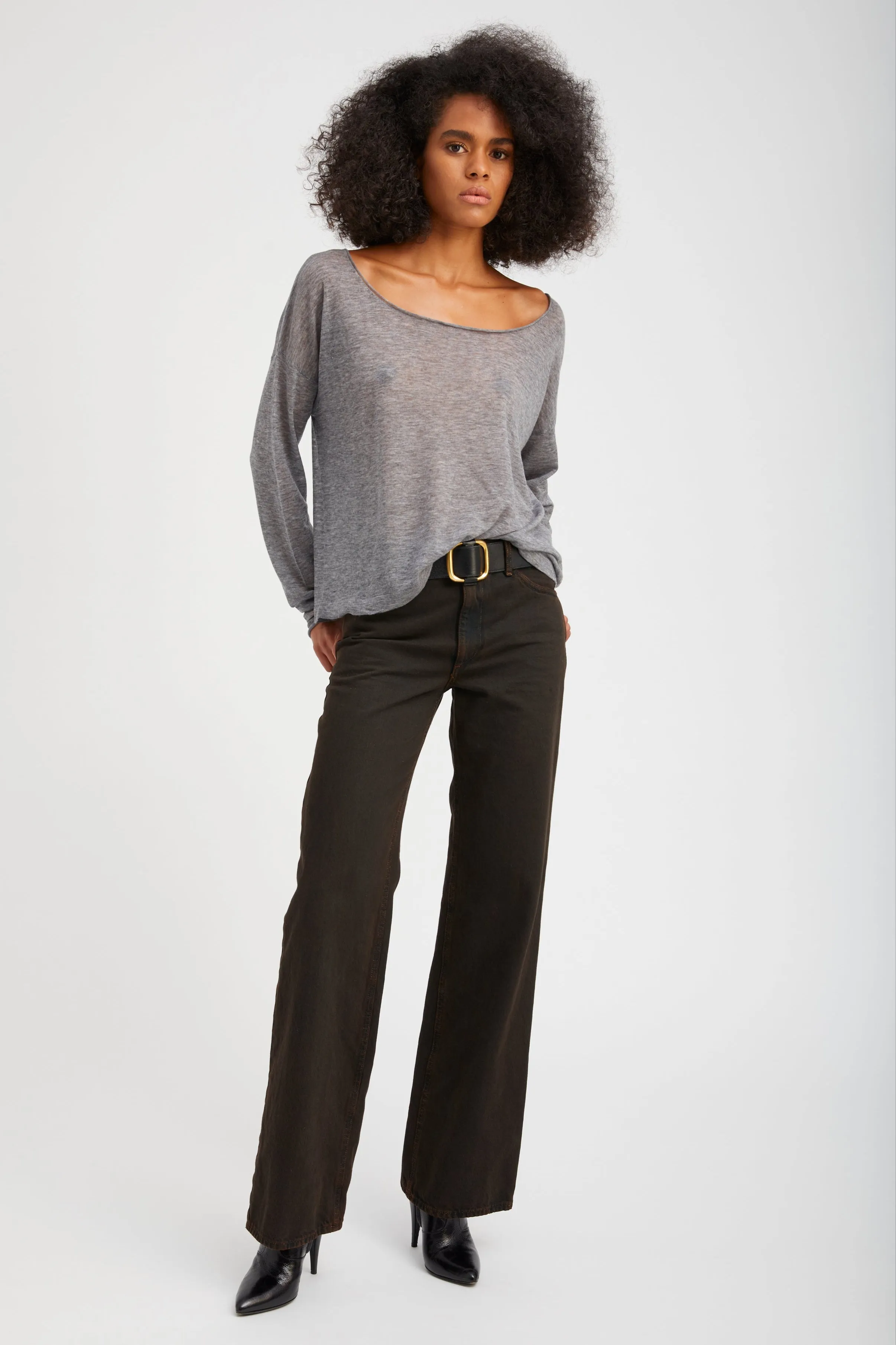Grey Tissue Cashmere Off-Shoulder Top sold by SPRWMN product image thumbnail 2