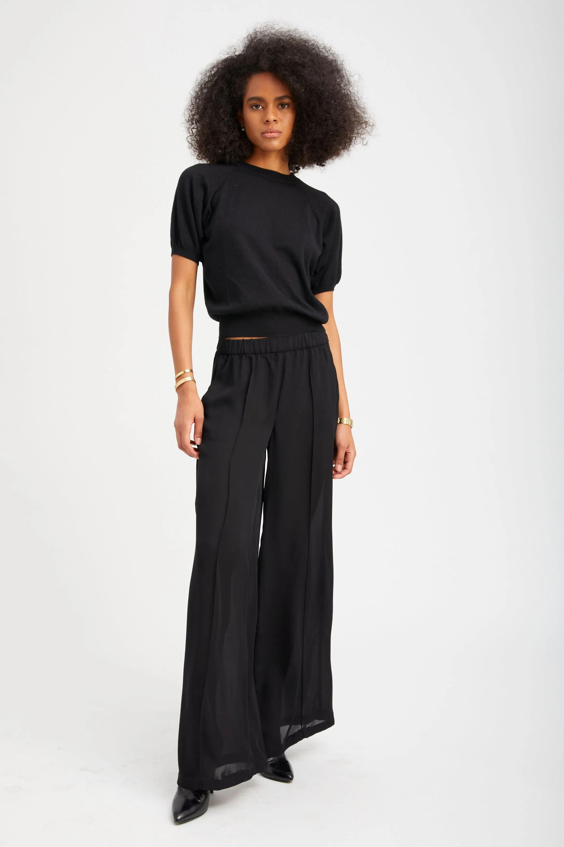 WIDE LEG PINTUCK PANTS BLACK PR sold by SPRWMN product image thumbnail 2