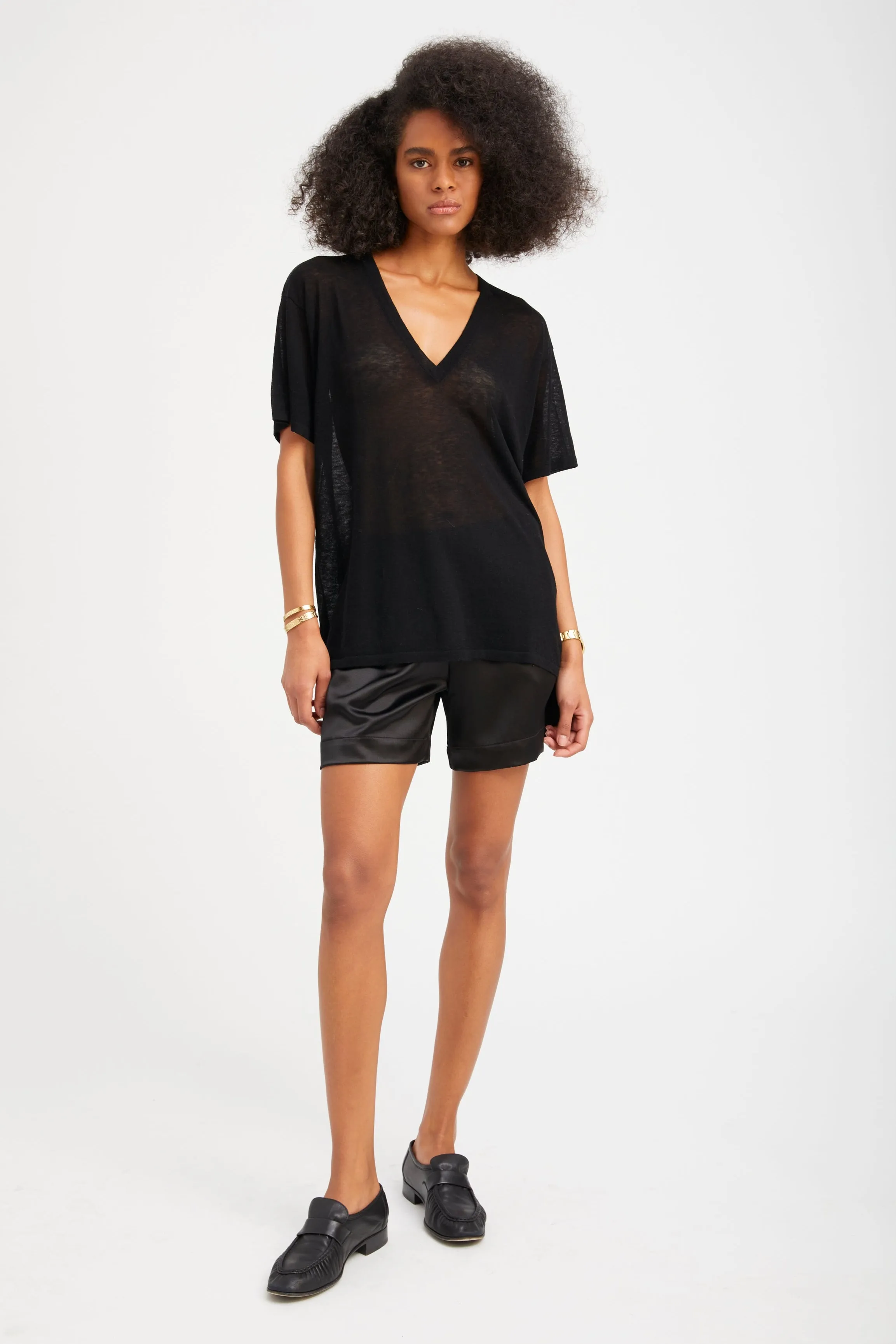 Black Silk Culotte Shorts sold by SPRWMN