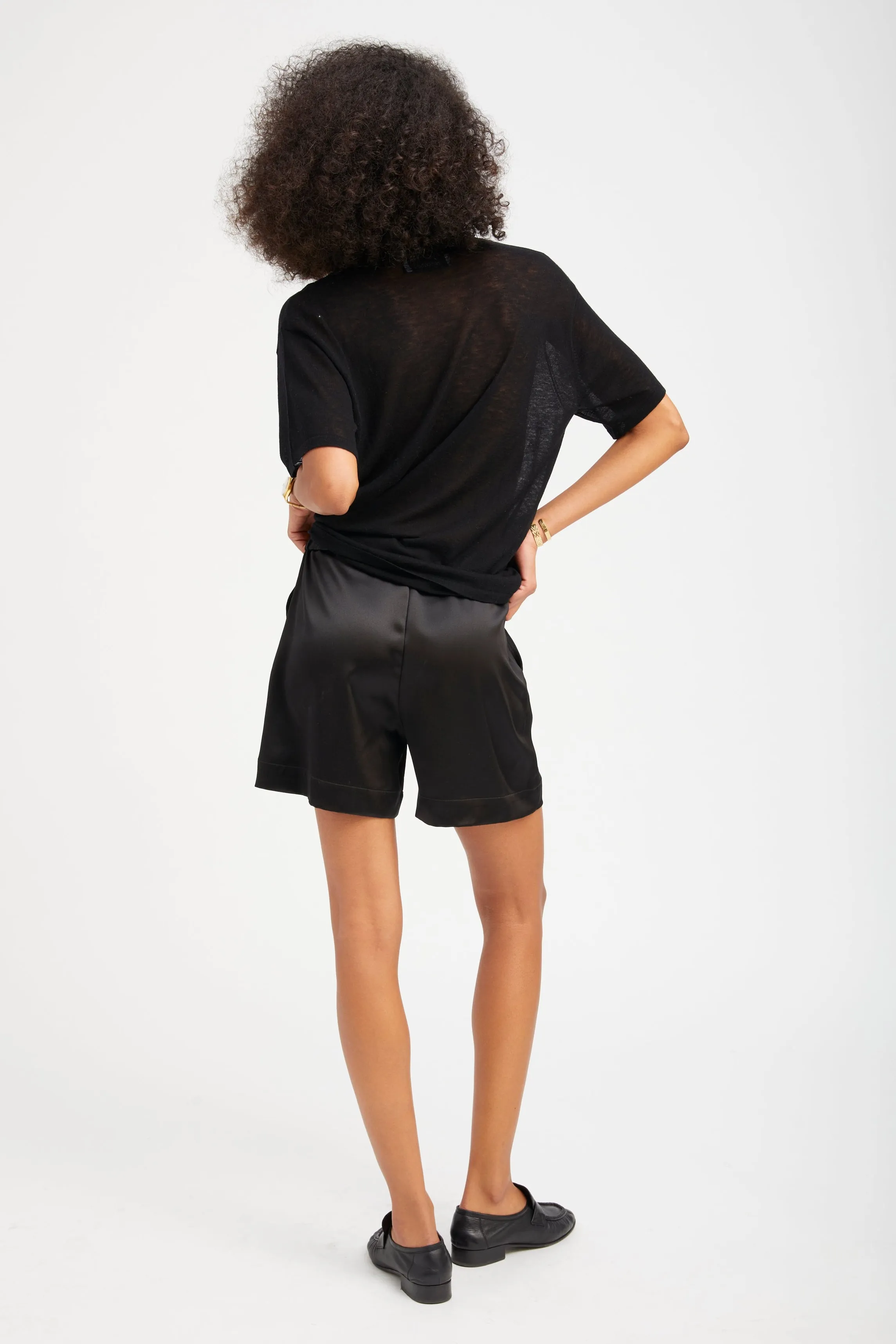 Black Silk Culotte Shorts sold by SPRWMN product image thumbnail 4