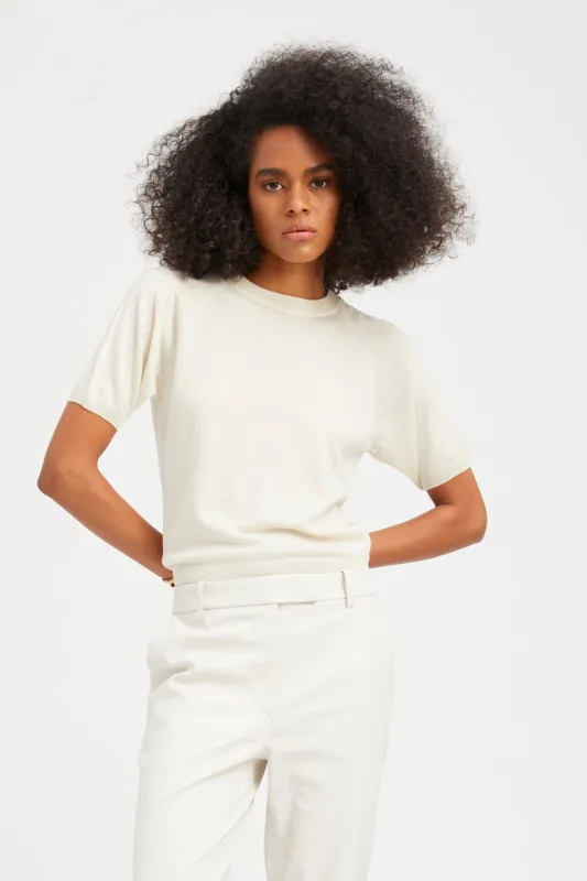 Chalk Cashmere Short Sleeve Raglan Sweater sold by SPRWMN