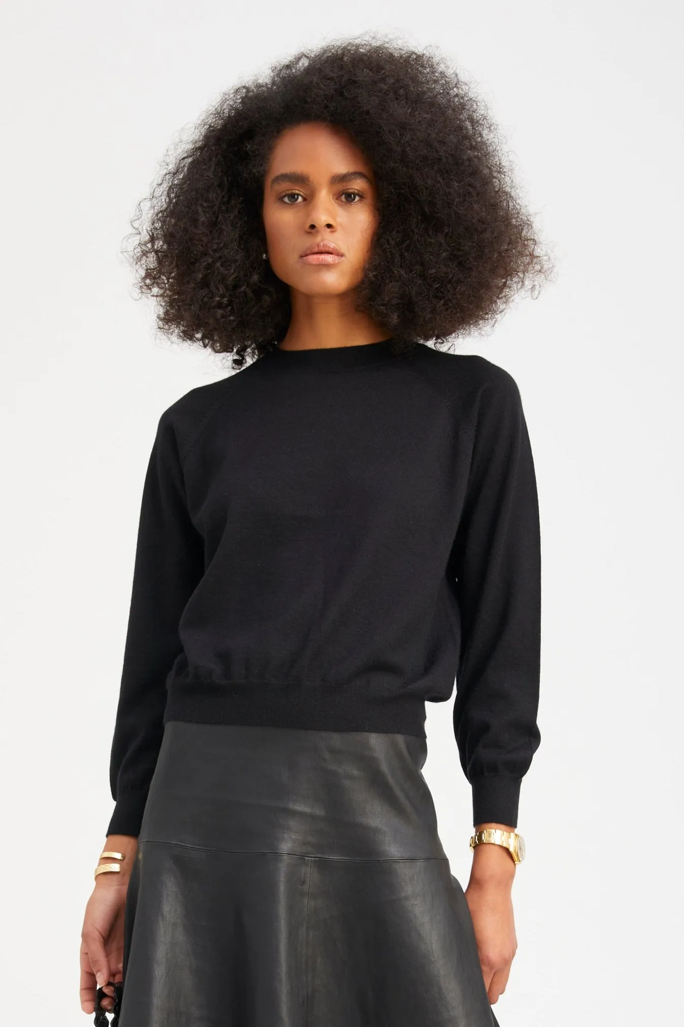 Black Cashmere Raglan Sweater sold by SPRWMN