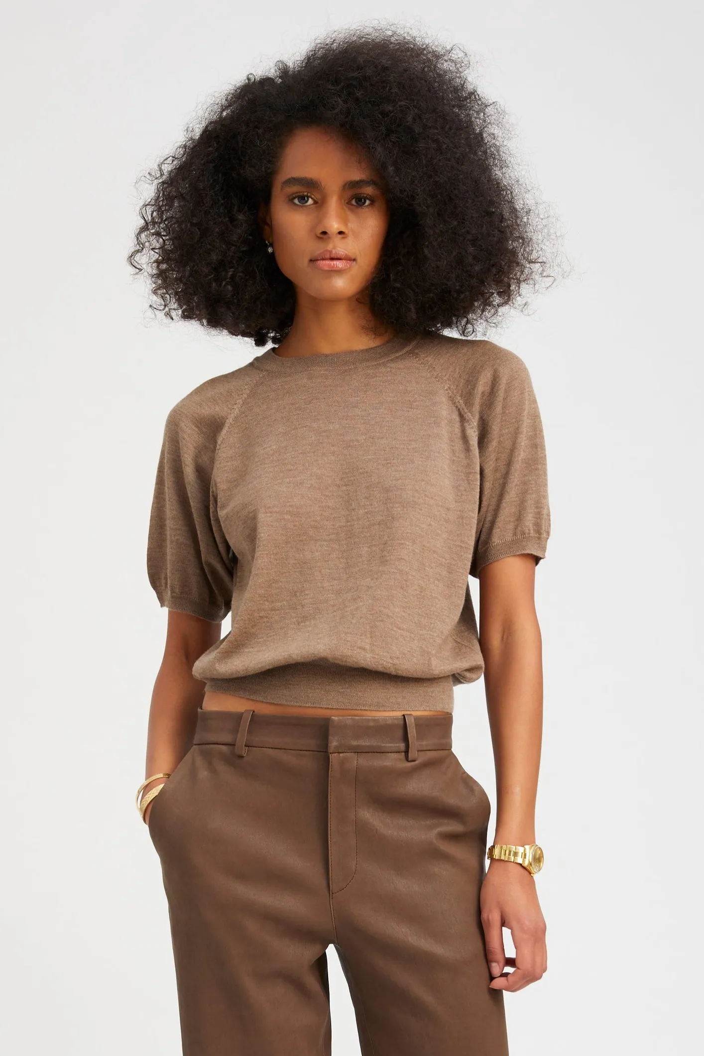 Truffle Cashmere Short Sleeve Raglan Sweater sold by SPRWMN