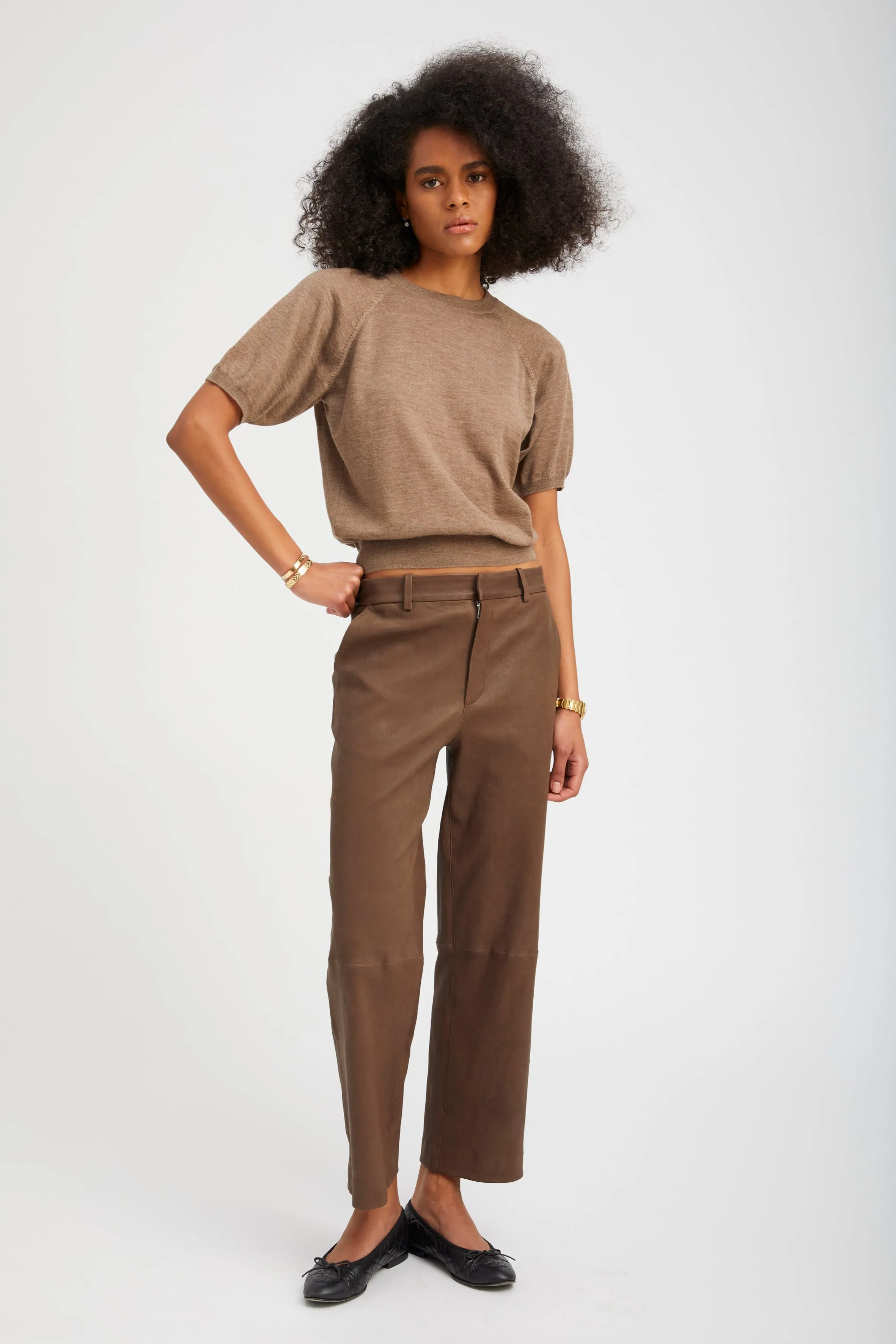 Truffle Cashmere Short Sleeve Raglan Sweater sold by SPRWMN product image thumbnail 2