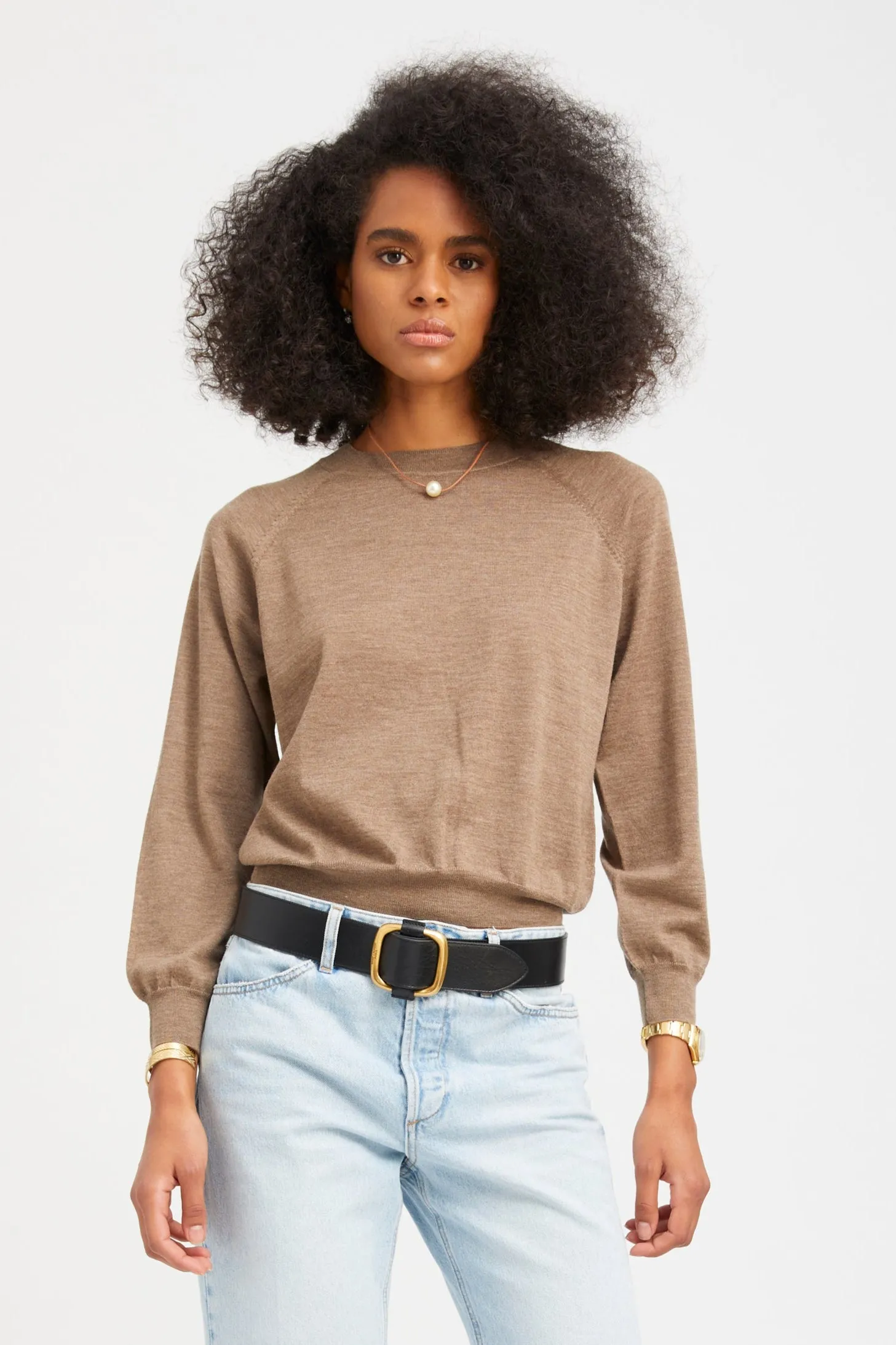 Truffle Cashmere Raglan Sweater sold by SPRWMN