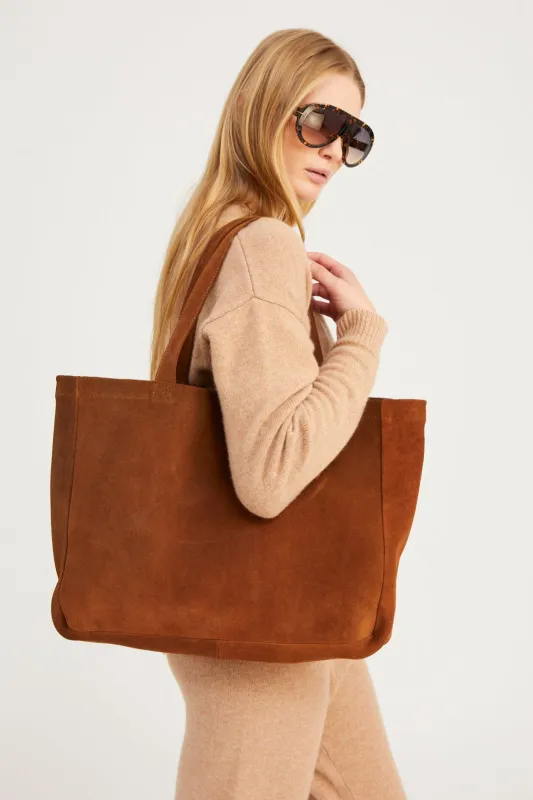 Cognac Suede Everyday Tote sold by SPRWMN