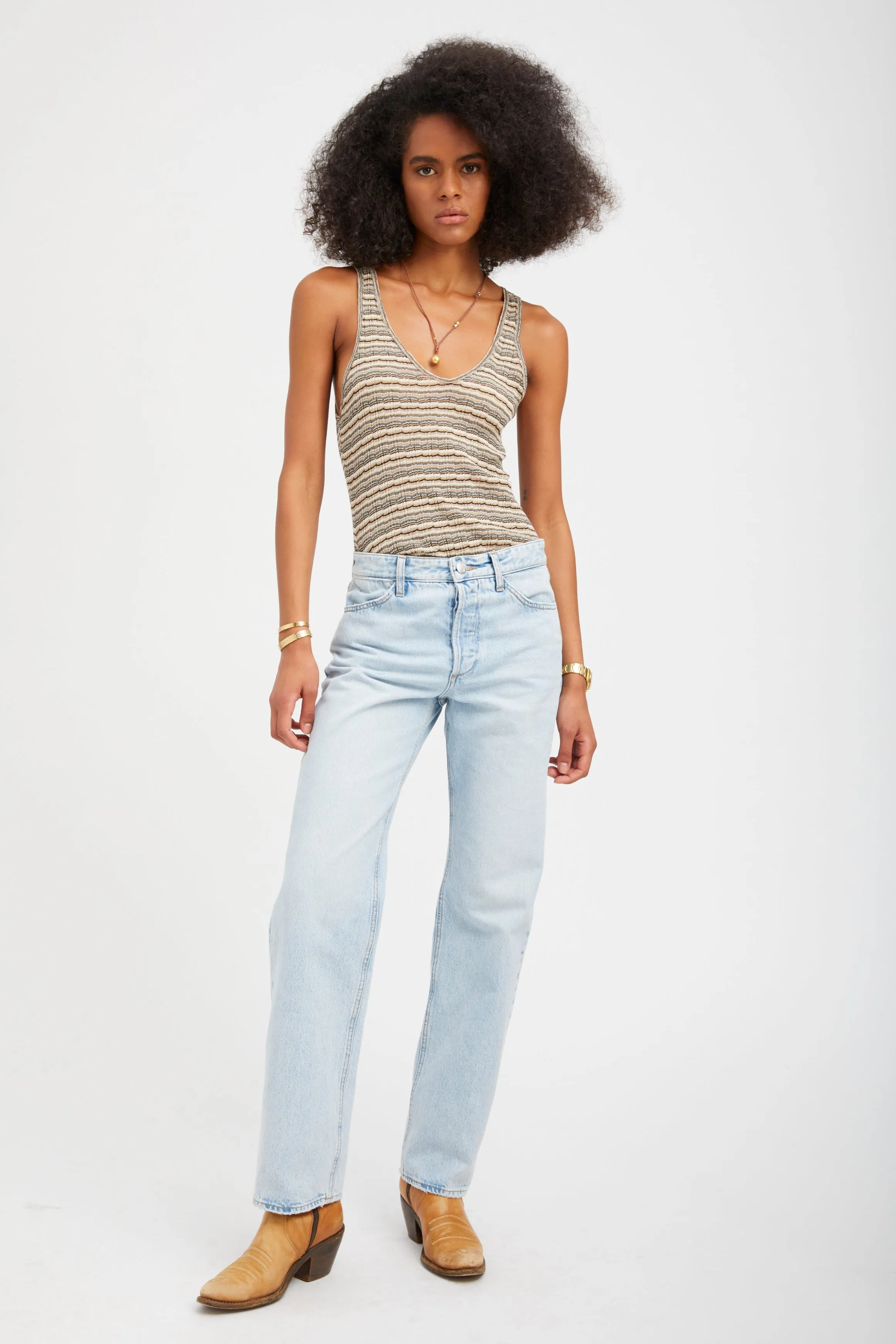 Truffle Striped Pointelle Tank sold by SPRWMN product image thumbnail 3