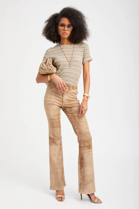 Sepia Suede 5 Pocket Micro Flare sold by SPRWMN