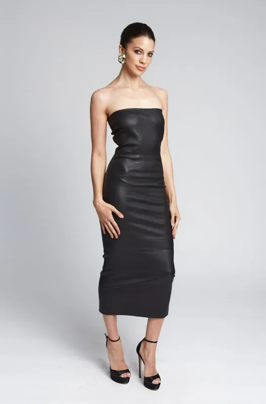 Black Leather Tube Dress PR sold by SPRWMN