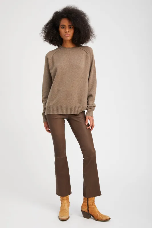 Truffle Leather Ankle Flare sold by SPRWMN