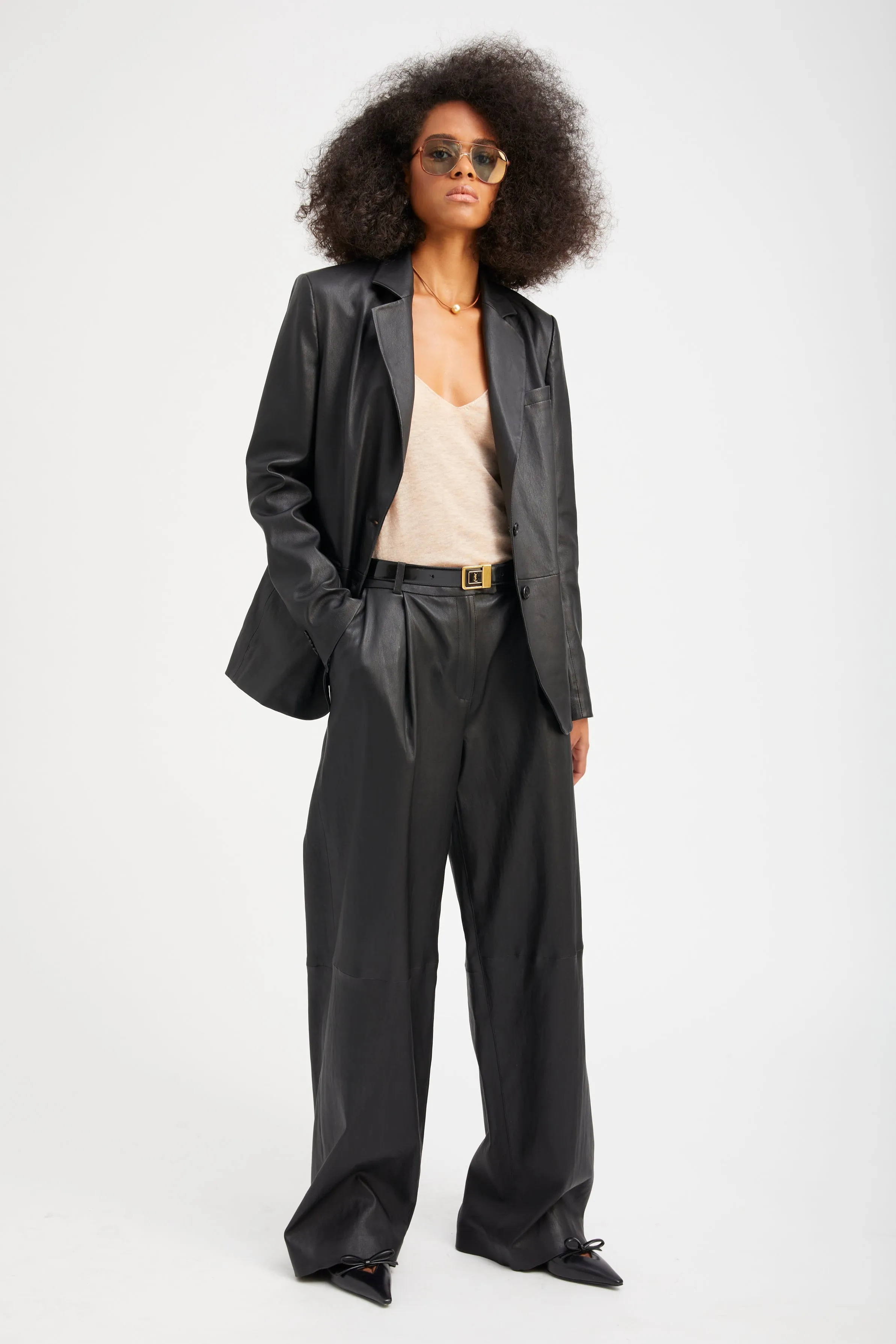 Black Leather Classic Blazer sold by SPRWMN product image thumbnail 3