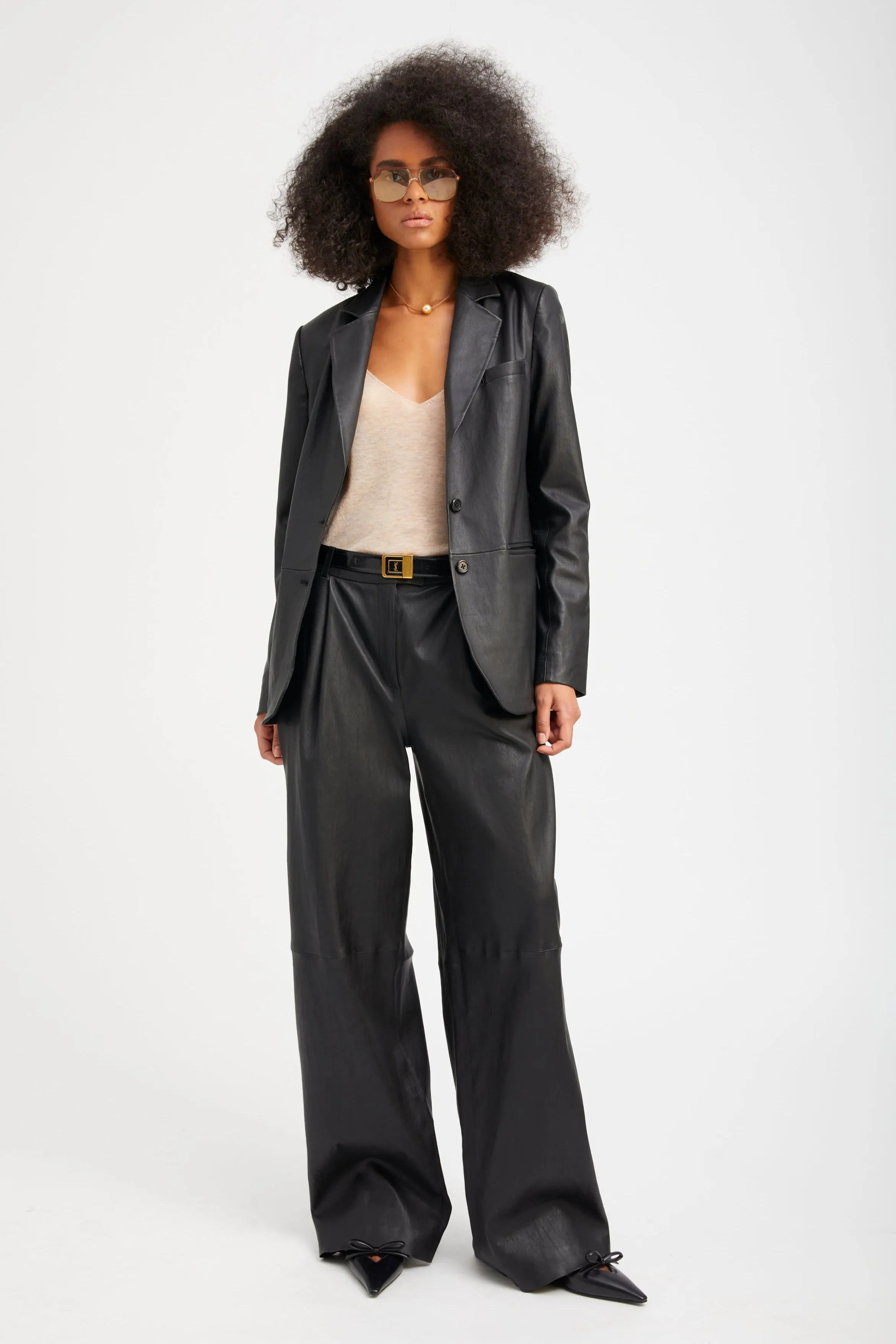 Black Leather Classic Blazer sold by SPRWMN product image thumbnail 2