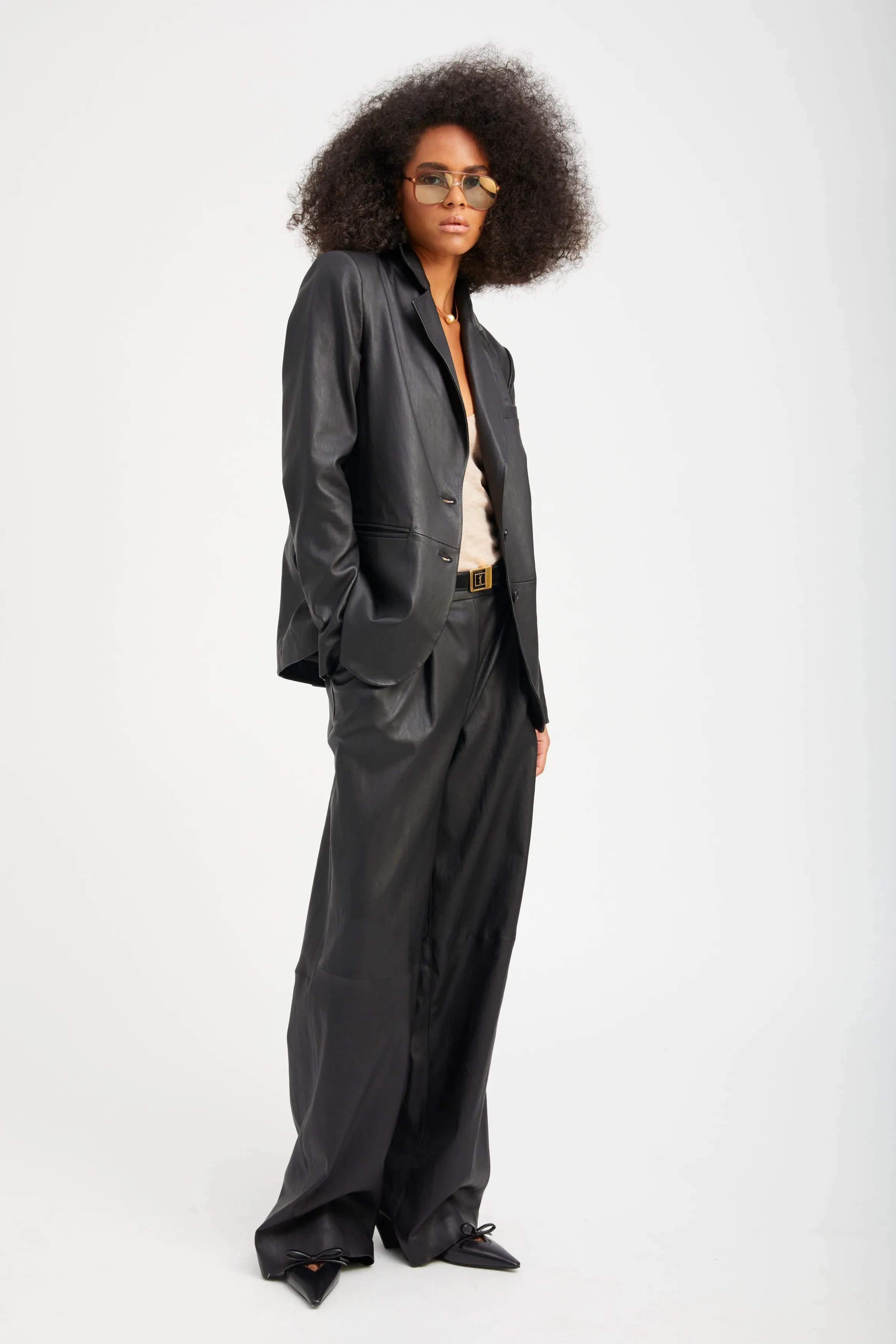 Black Leather Classic Blazer sold by SPRWMN product image thumbnail 4