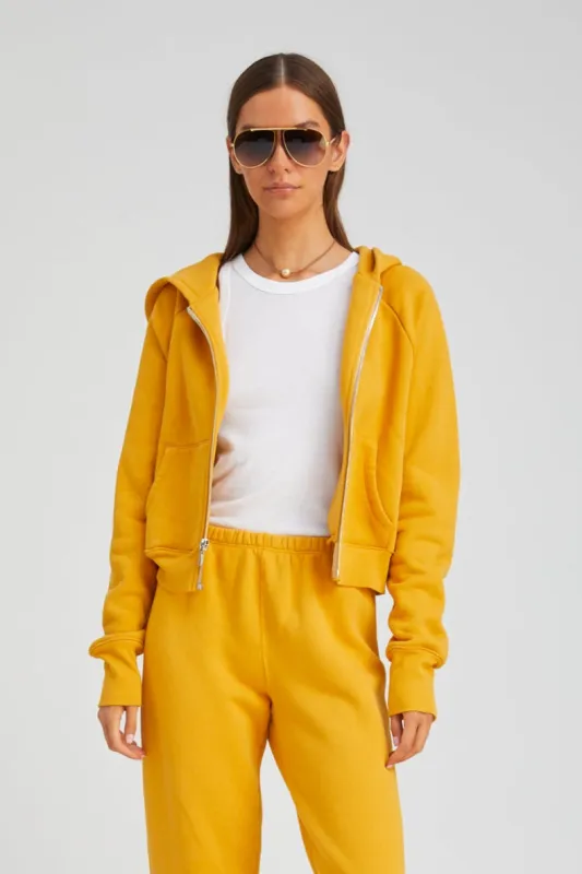 Mustard Cotton Shrunken Zip Up Hoodie sold by SPRWMN