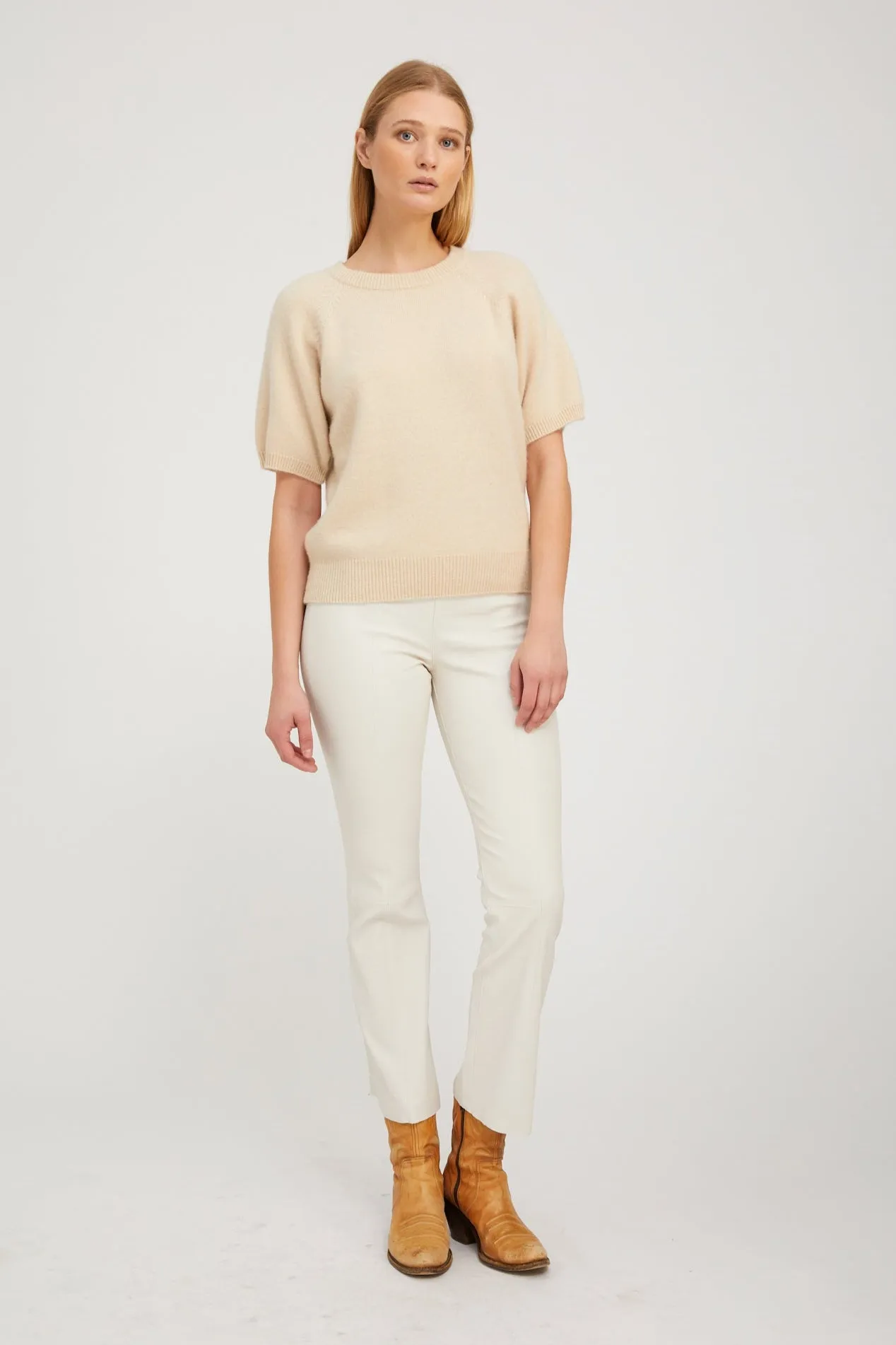 Oat Cashmere Short Sleeve Raglan Sweater sold by SPRWMN product image thumbnail 2