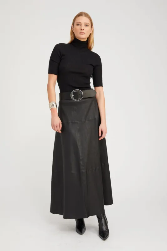 Black Leather Julia Skirt made by SPRWMN