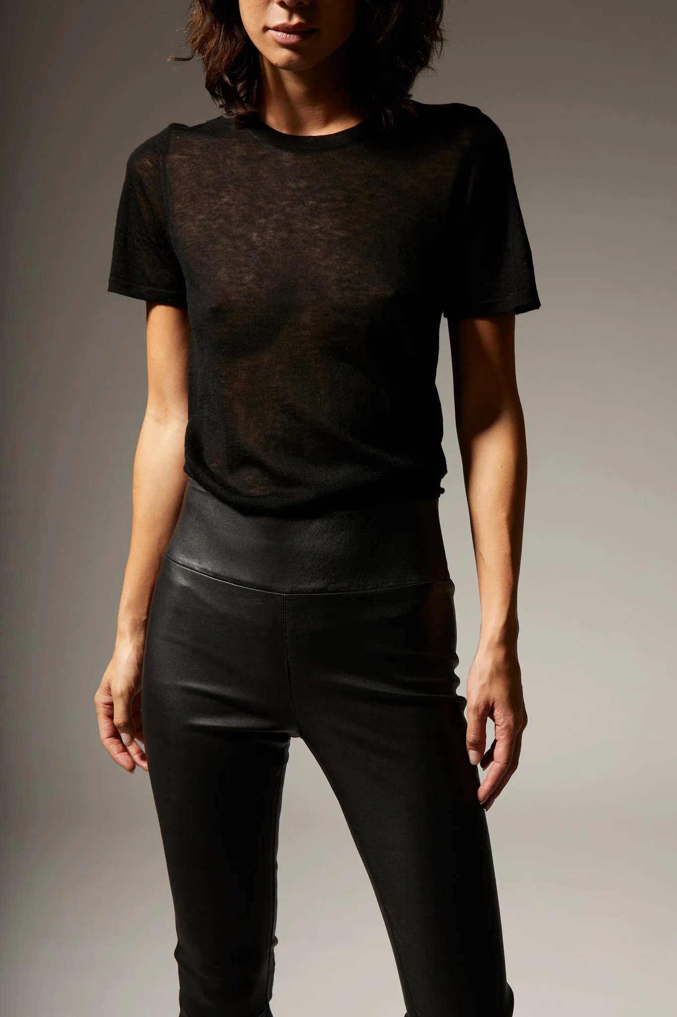 Black Tissue Cashmere Classic Tee sold by SPRWMN