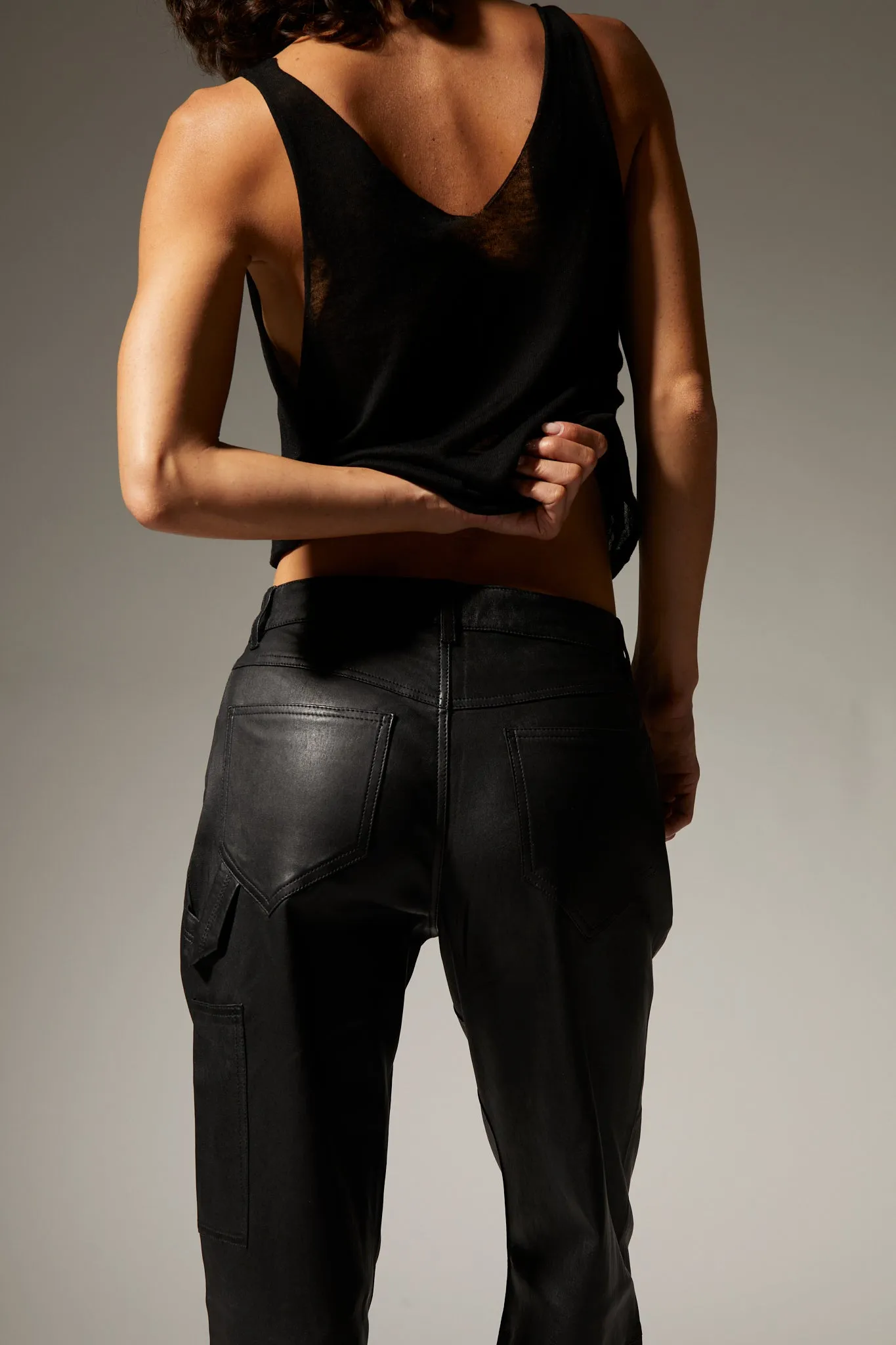 Black Tissue Cashmere V Neck Tank sold by SPRWMN product image thumbnail 5