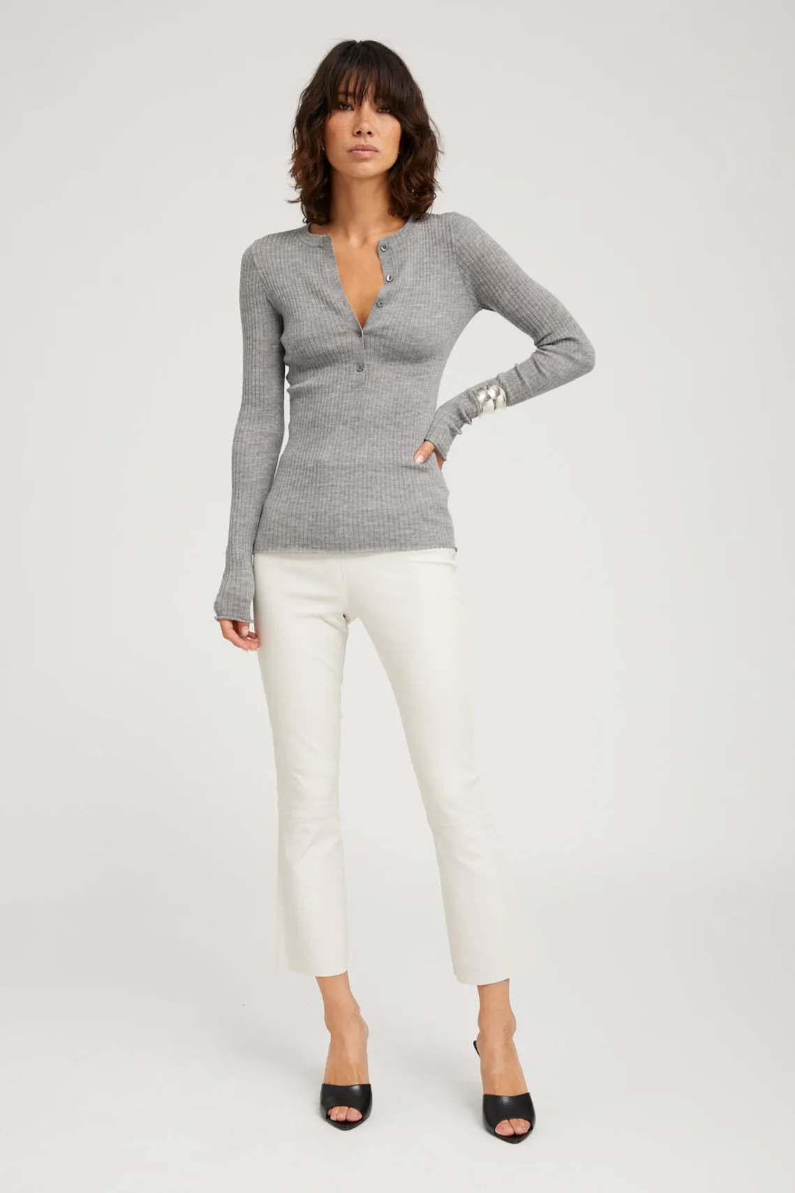 Grey Cashmere Henley sold by SPRWMN product image thumbnail 4