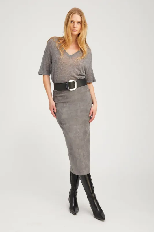 Grey Suede Tube Skirt sold by SPRWMN