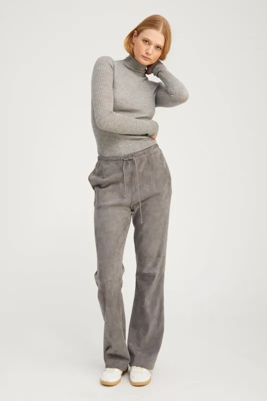 Grey Suede Straight Leg Pants sold by SPRWMN