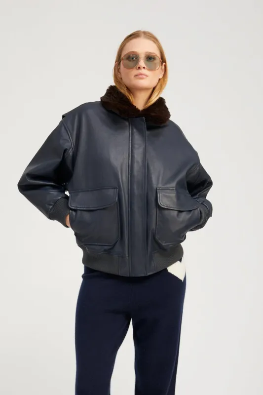 Midnight Leather Vintage Aviator Jacket sold by SPRWMN