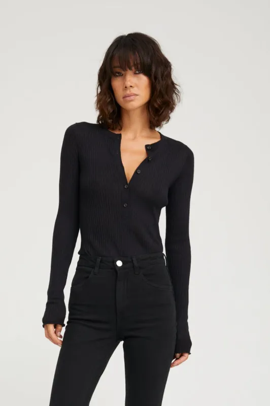 Black Cashmere Henley sold by SPRWMN