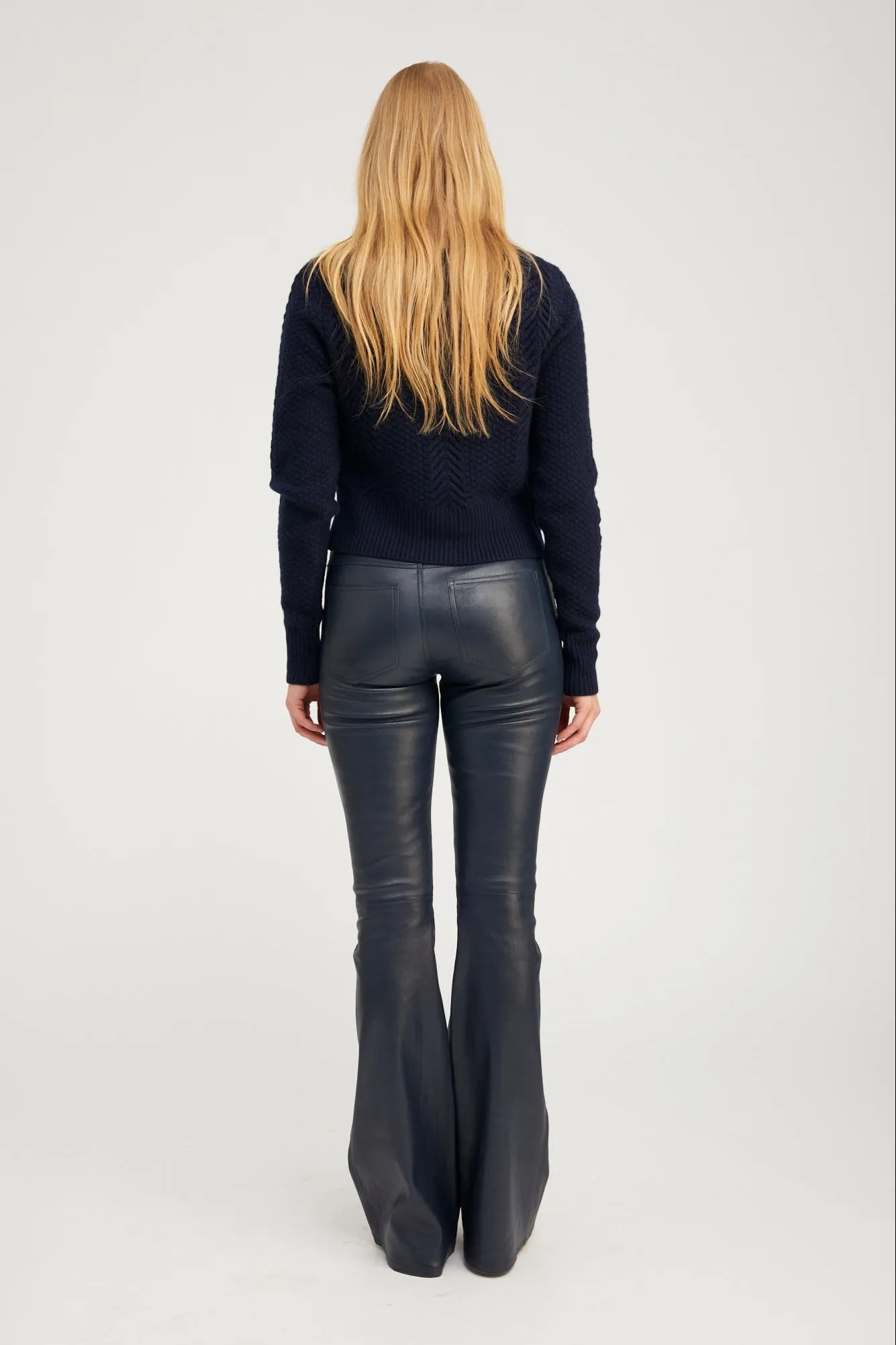 Navy Cashmere Cable Knit Cardigan sold by SPRWMN product image thumbnail 4