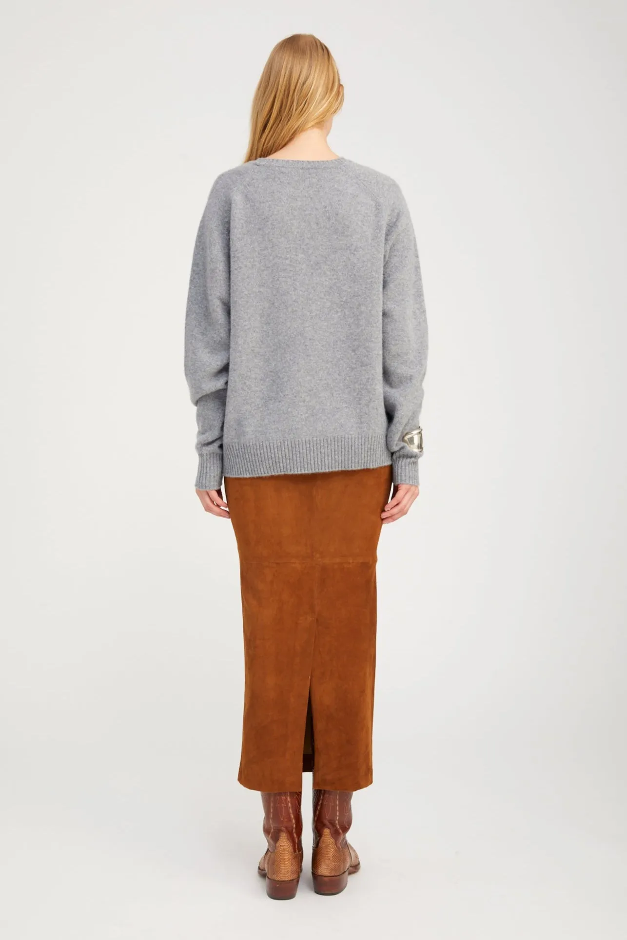 Dark Cognac Suede Maxi Tube Skirt sold by SPRWMN product image thumbnail 5