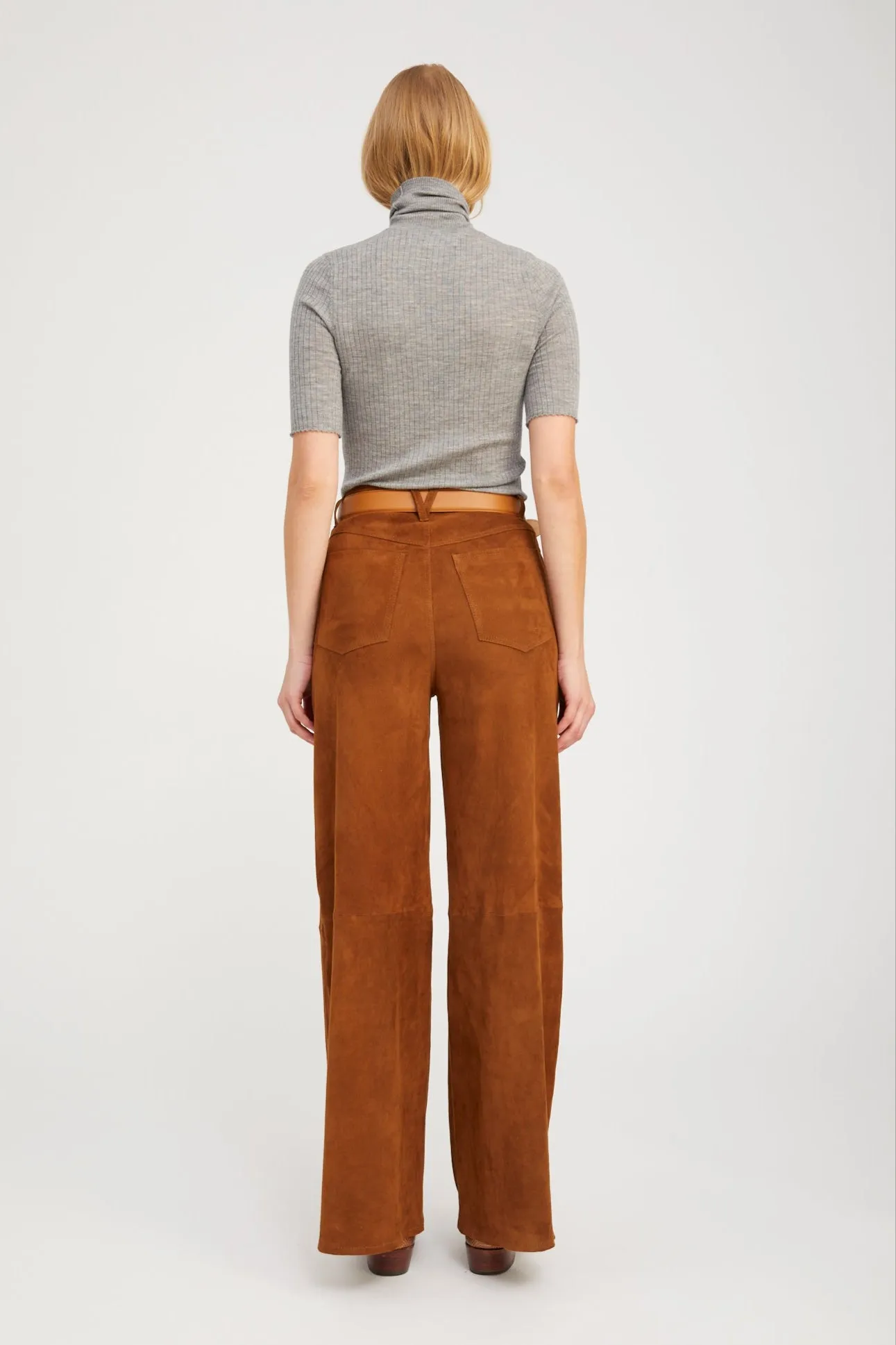 Dark Cognac Suede 5 Pocket Wide Leg sold by SPRWMN product image thumbnail 4
