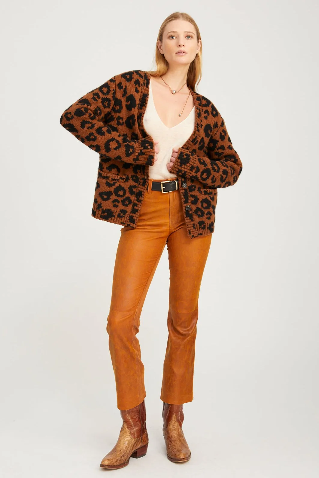 Leather 5 Pocket Ankle Flare sold by SPRWMN