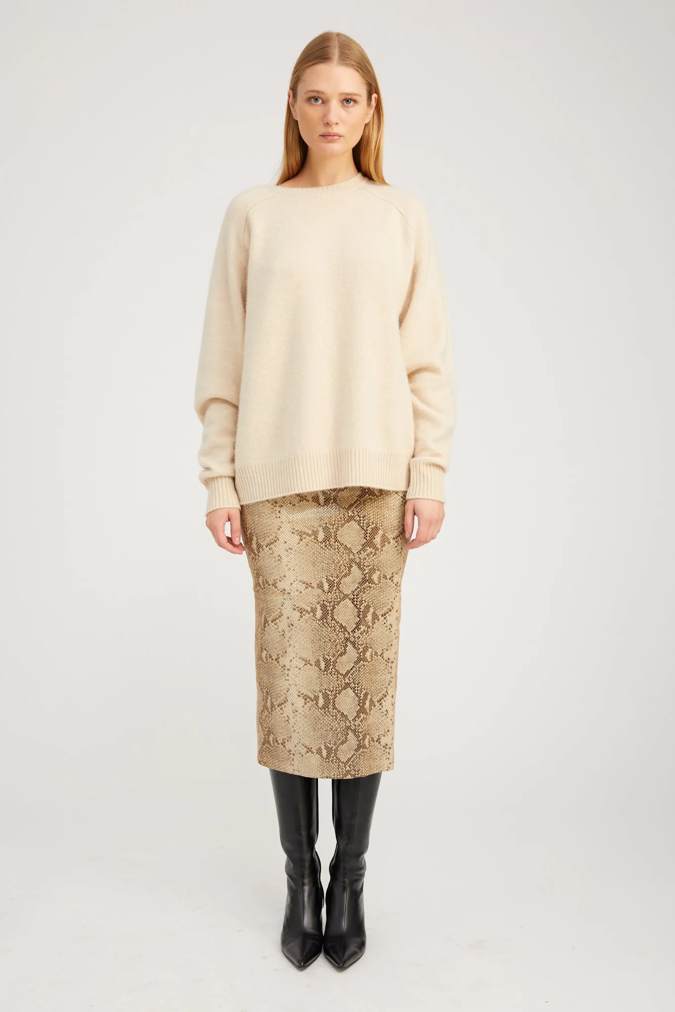Beige Python Leather Tube Skirt sold by SPRWMN product image thumbnail 2