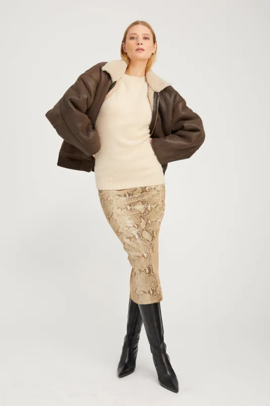 Beige Python Leather Tube Skirt sold by SPRWMN