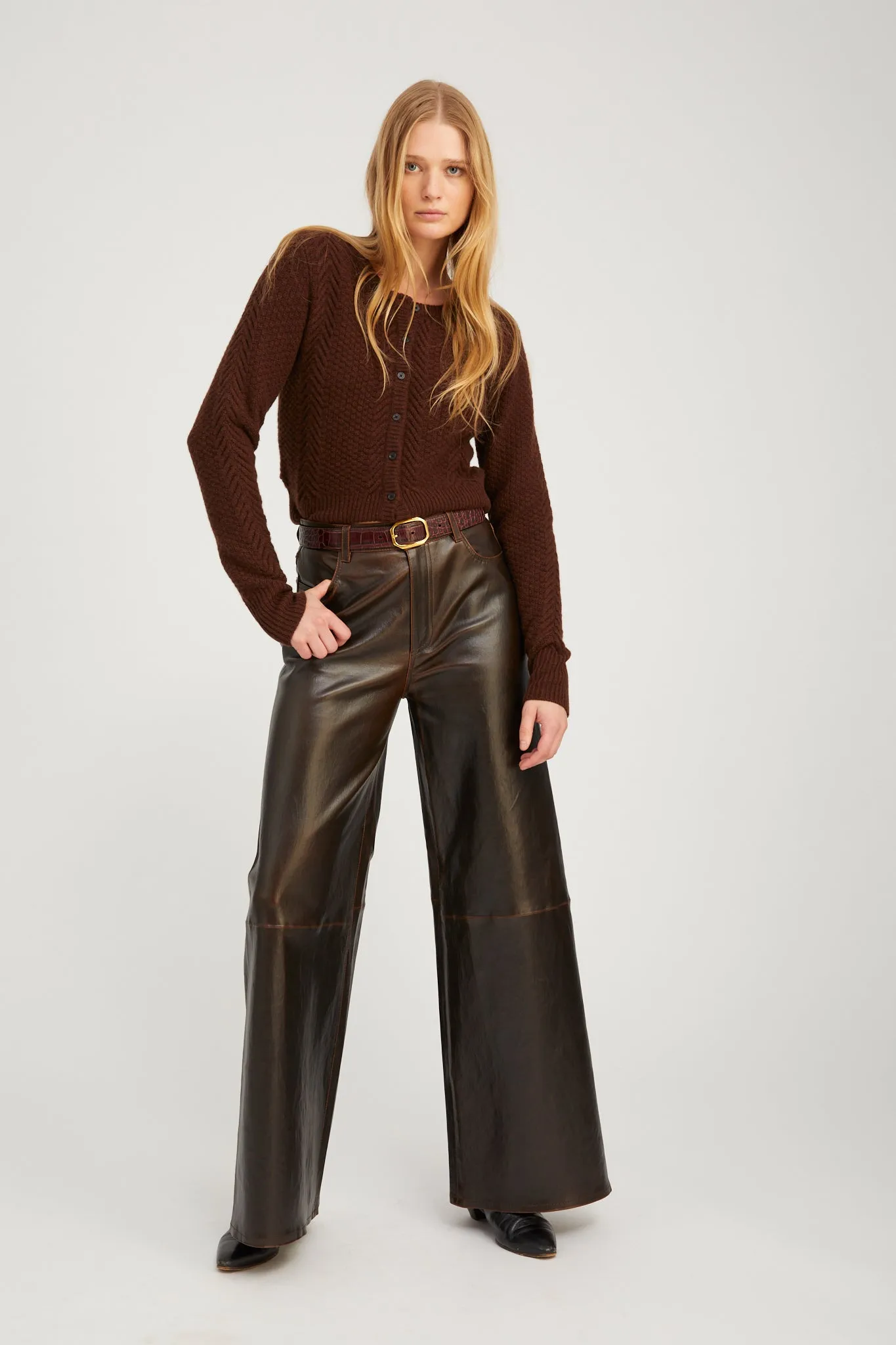 Leather 5 Pocket Wide Leg sold by SPRWMN