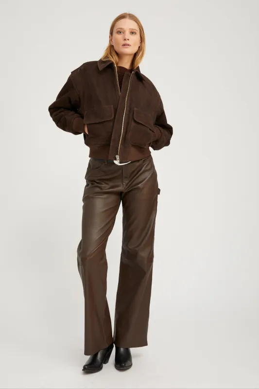 Americano Suede Cropped Aviator Bomber sold by SPRWMN