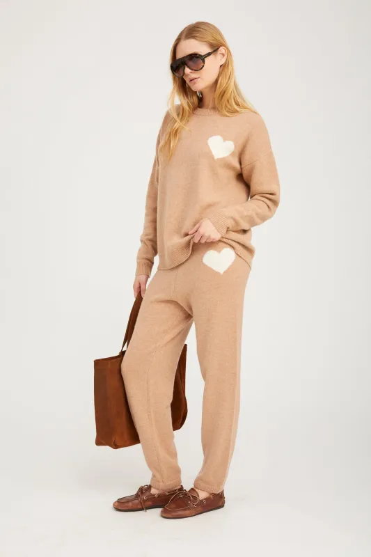Almondine Cashmere Heart Logo Sweatpants sold by SPRWMN
