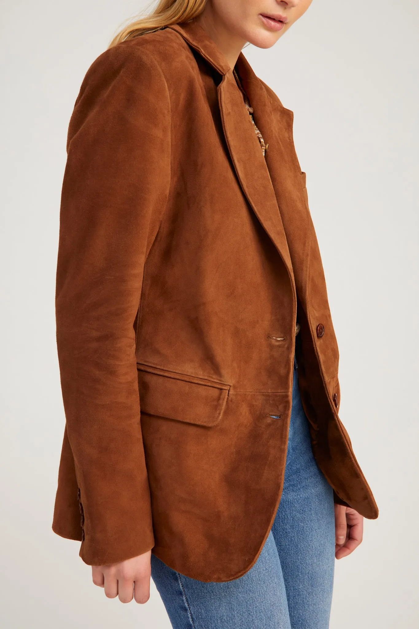 Dark Cognac Suede Classic Blazer sold by SPRWMN product image thumbnail 5