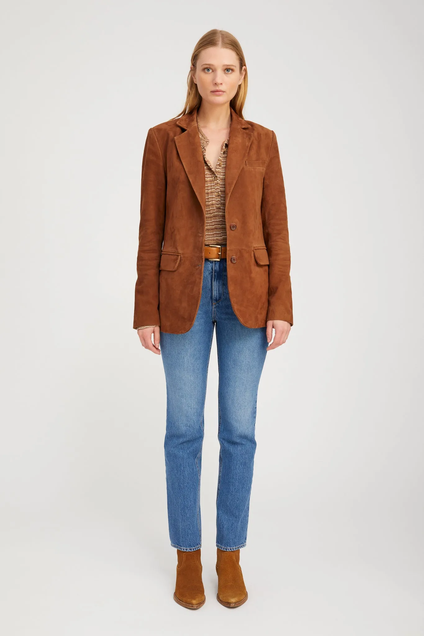Dark Cognac Suede Classic Blazer sold by SPRWMN product image thumbnail 3